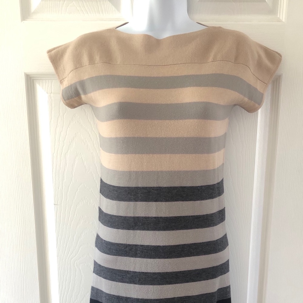Super Cute Striped Black/Gray/Tan Dress